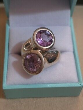 AMETHYST, STERLING SILVER 925 LADIES RING 17.5 Grams SIZE 8.5
